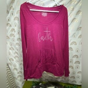 Up Cycled Covington Women's Long Sleeve Tee - Pink with Silver Accents